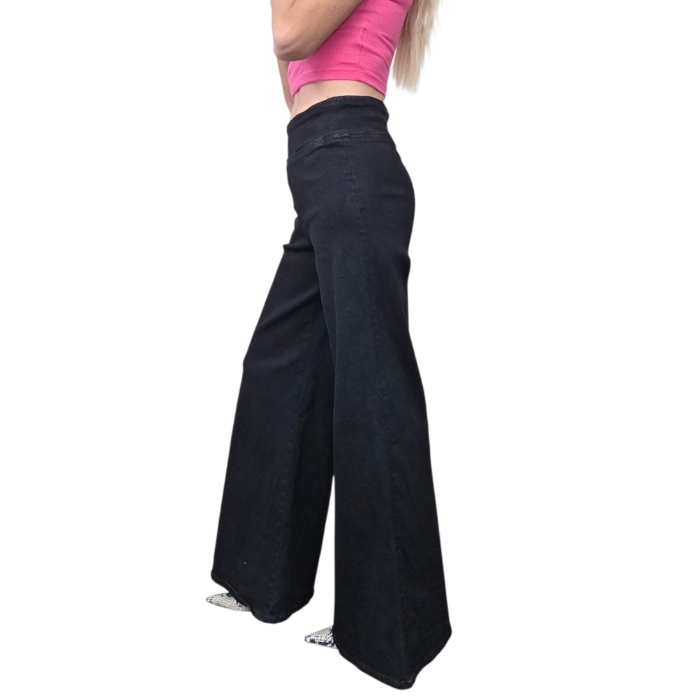 FRAME The Jetset Flare Jeans 1 Sheen Noir Black High Rise Pull On - Picture 4 of 9